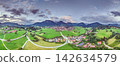 Oberstdorf panorama with Allgau Alps under dramatic evening sky 142634579