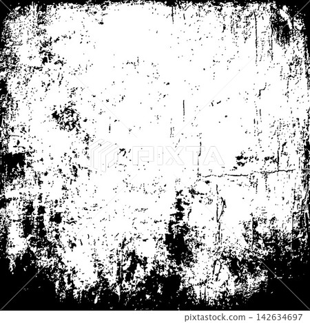 Retro black and white scratched texture overlay background 142634697