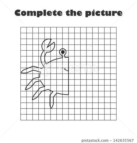 Complete the picture, black white cartoon crab, drawing skills training, easter educational game for the development of children, kids preschool activity, printable worksheet, vector illustration Complete the picture, black white cartoon crab, drawing skills training, easter educational game for the development of children, kids preschool activity, printable worksheet, vector illustration 142635567
