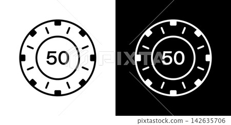 Casino Chip With Number 50 Line Icon Set. Gambling, Betting, And Casino Gaming Outline Symbol Collection. Poker, Blackjack, And Casino Night. Editable Stroke. Isolated Vector Illustration Casino Chip With Number 50 Line Icon Set. Gambling, Betting, And Casino Gaming Outline Symbol Collection. Poker, Blackjack, And Casino Night. Editable Stroke. Isolated Vector Illustration 142635706
