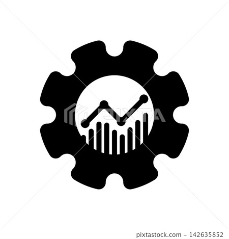 Gear With Graph Solid Icon. Data Analysis, Performance Optimization, And Business Analytics Silhouette Symbol. Strategic Planning. Isolated Vector Illustration Gear With Graph Solid Icon. Data Analysis, Performance Optimization, And Business Analytics Silhouette Symbol. Strategic Planning. Isolated Vector Illustration 142635852
