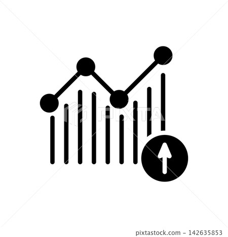 Line Graph With Upward Arrow Solid Icon. Financial Growth, Data Analysis, And Performance Improvement Silhouette Symbol. Business Analytics. Isolated Vector Illustration Line Graph With Upward Arrow Solid Icon. Financial Growth, Data Analysis, And Performance Improvement Silhouette Symbol. Business Analytics. Isolated Vector Illustration 142635853