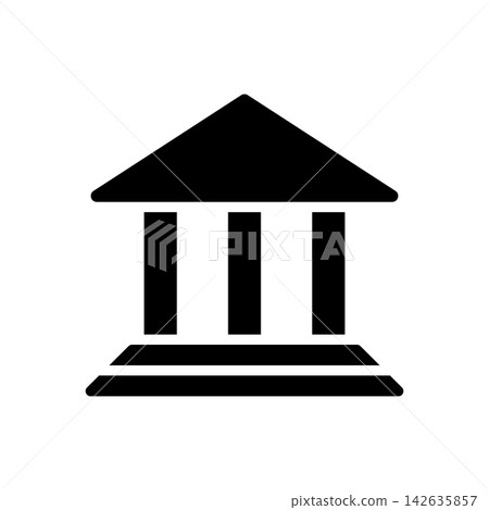 Bank Building Solid Icon. Financial Institution, Banking Services, And Economic Stability Silhouette Symbol. Monetary Transactions. Isolated Vector Illustration 142635857