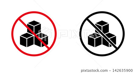 No Sugar Cubes Prohibition Solid Icon Set. Sugar-Free, Diet, And Health Awareness Silhouette Symbol Collection. Nutritional Guidance. Isolated Vector Illustration 142635900