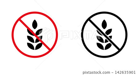 No Gluten Solid Icon Set. Gluten-Free, Allergy Awareness, And Dietary Restriction Silhouette Symbol Collection. Health And Nutrition. Isolated Vector Illustration 142635901