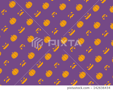 Halloween seamless pattern - Jack-o'-lantern - Swatch included Halloween seamless pattern - Jack-o'-lantern - Swatch included 142636434