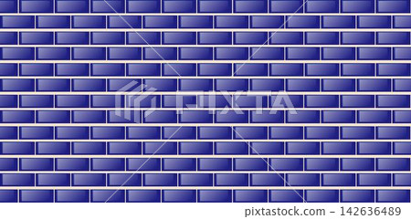 Dark blue tile design for wall and floor. Architecture vector background.  ceramic tiled grid. Subway tile background, metro brick horizontal pattern for kitchen, bathroom or outdoor architecture. 142636489