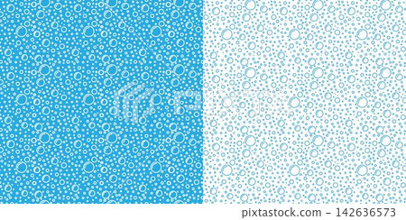 Water blue bubble on the white background. Set of doodle seamless pattern line bubbles. Sketch rounded fizzy drink shapes. Air foam soap. Aqua shower drop and sparkle background. Vector illustration Water blue bubble on the white background. Set of doodle seamless pattern line bubbles. Sketch rounded fizzy drink shapes. Air foam soap. Aqua shower drop and sparkle background. Vector illustration 142636573