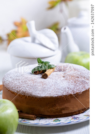 Apple pie (charlotte) with cinnamon. Apple pie (charlotte) with cinnamon. 142637097