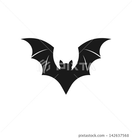 Black bat silhouette with open wings Black bat silhouette with open wings 142637568