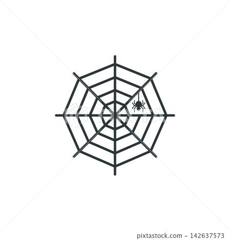 spider web with a small hanging spider icon spider web with a small hanging spider icon 142637573