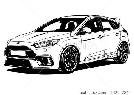 Ford Focus RS German hatchback family car isolated on white background Ford Focus RS German hatchback family car isolated on white background 142637841