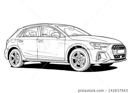 German hatcback crossover family car isolated on white background German hatcback crossover family car isolated on white background 142637843