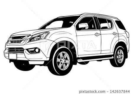 isolated simple and metallic suv car on white background that easily removable isolated simple and metallic suv car on white background that easily removable 142637844