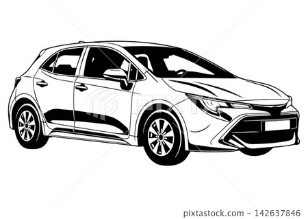 Japanese family hatchback car isolated on white background Japanese family hatchback car isolated on white background 142637846