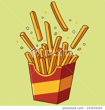 vector illustration of french fries in red and white box with cheese sauce and parsley, commercial stock vector banner mockup vector illustration of french fries in red and white box with cheese sauce and parsley, commercial stock vector banner mockup 142638263