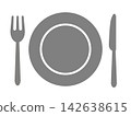 Silhouette icons of cutlery and plates 142638615