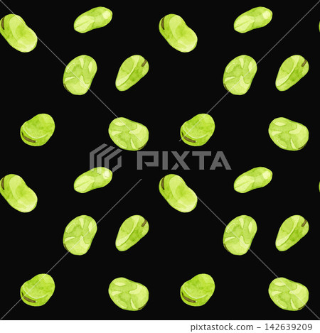 Broad bean seamless pattern - hand-drawn watercolor illustration material Broad bean seamless pattern - hand-drawn watercolor illustration material 142639209
