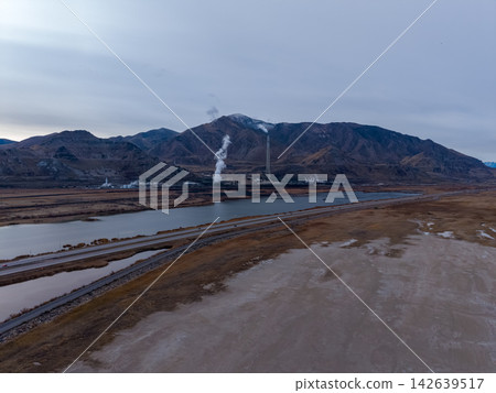 Aerial view of industrial plant near Great Salt Lake in Utah, USA Aerial view of industrial plant near Great Salt Lake in Utah, USA 142639517