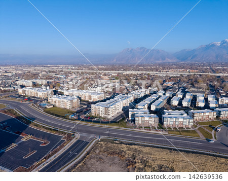 Aerial view of modern apartment buildings in Midvale, Utah, USA Aerial view of modern apartment buildings in Midvale, Utah, USA 142639536
