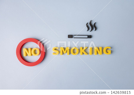 No smoking, quit tobacco and smoking prevention concept with cigarette symbol No smoking, quit tobacco and smoking prevention concept with cigarette symbol 142639815