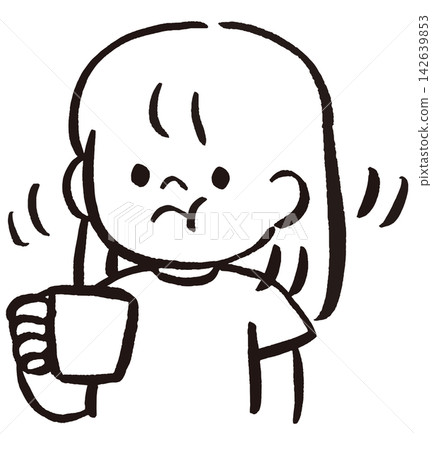 Illustration of a girl gargling with a cup | Children's oral hygiene, health, and hygiene habits 142639853