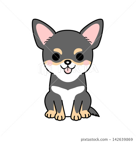 Vector illustration of a Chihuahua (smooth coat, black and tan, full body). Vector illustration of a Chihuahua (smooth coat, black and tan, full body). 142639869