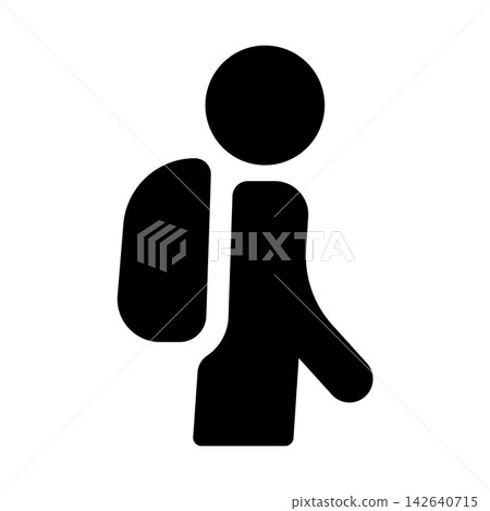 A person icon wearing a backpack, representing a traveler or mountain climber. A person icon wearing a backpack, representing a traveler or mountain climber. 142640715