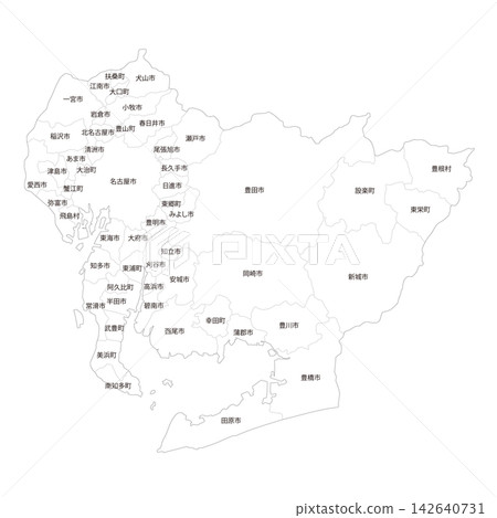 愛知縣及其下轄市町村地圖 142640731