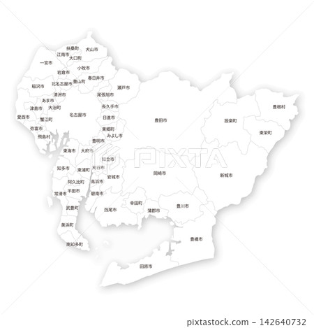 Aichi prefecture and municipality blank map Aichi prefecture and municipality blank map 142640732