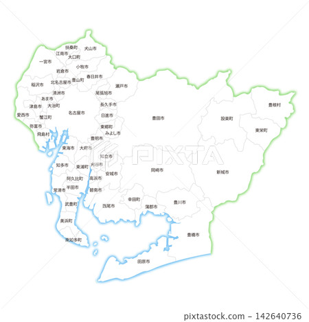 愛知縣及其下轄市町村地圖 愛知縣及其下轄市町村地圖 142640736
