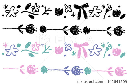 A set of hand-drawn flower illustrations in monochrome and color with borders. A set of hand-drawn flower illustrations in monochrome and color with borders. 142641209