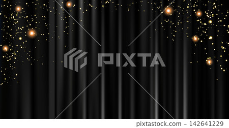 Sparkling light and black curtains – a luxurious background Sparkling light and black curtains – a luxurious background 142641229