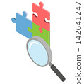 Magnifying glass and puzzle (isometric) 142641247