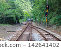 A local train and station building waiting on the switchback track at Tsubojiri Station, a remote station on the JR Shikoku Dosan Line (Miyoshi City, Tokushima Prefecture). 142641402