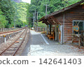 A local train and station building waiting on the switchback track at Tsubojiri Station, a remote station on the JR Shikoku Dosan Line (Miyoshi City, Tokushima Prefecture). 142641403