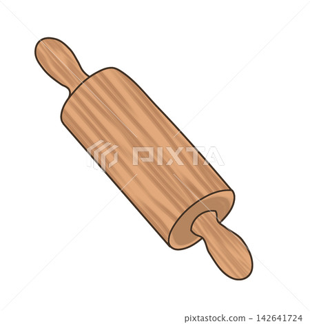 Wooden Rolling Pin Baking Tool Flat Illustration Wooden Rolling Pin Baking Tool Flat Illustration 142641724