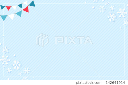 帶有雪花和花環的簡單相框 1_horizontal 142641914