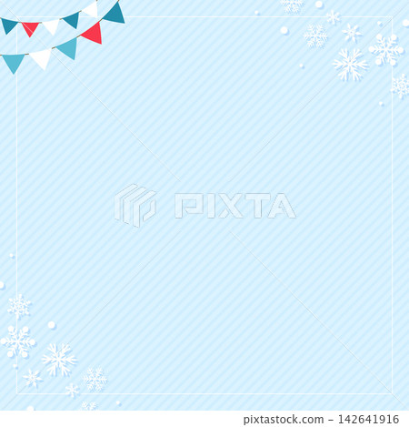 帶有雪花和花環的簡單相框 1_square 142641916