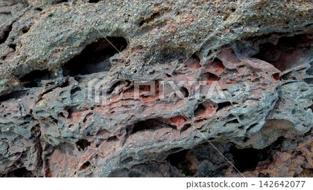 Red Iron Oxide Volcanic Rock with Honeycomb Erosion Red Iron Oxide Volcanic Rock with Honeycomb Erosion 142642077