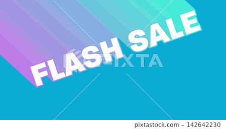 Featuring bold caps FLASH SALE text crossing promo banner diagonally, striped bands and teal field 142642230