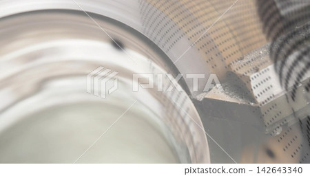 Showing clear glass rim occupying left front on bench, with perforated plate and threaded rod 142643340