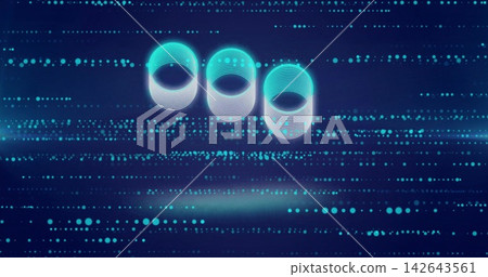 Displaying three glowing cyan concentric rings floating in hologram interface, dotted matrix glow Displaying three glowing cyan concentric rings floating in hologram interface, dotted matrix glow 142643561