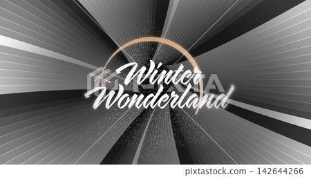 Showing Winter Wonderland in poster, with gold arc and snowflake, dotted-tree, sparkles, gray rays Showing Winter Wonderland in poster, with gold arc and snowflake, dotted-tree, sparkles, gray rays 142644266
