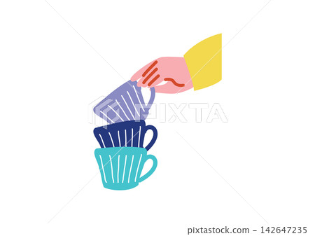 Illustration of a hand holding a coffee cup Illustration of a hand holding a coffee cup 142647235