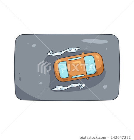 Illustration of hydroplaning car Illustration of hydroplaning car 142647251