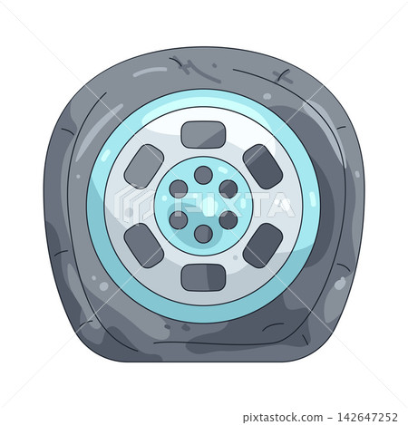 Illustration of flat tire Illustration of flat tire 142647252