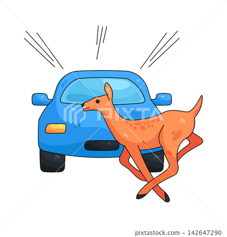 Illustration of car hitting deer Illustration of car hitting deer 142647290
