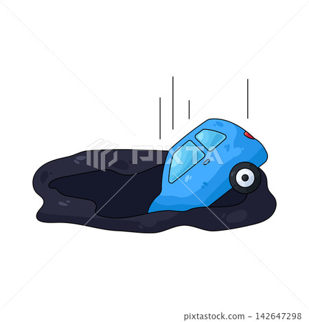 Illustration of sinkhole swallowing car Illustration of sinkhole swallowing car 142647298