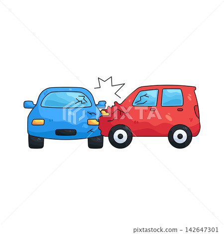Illustration of side impact crash Illustration of side impact crash 142647301